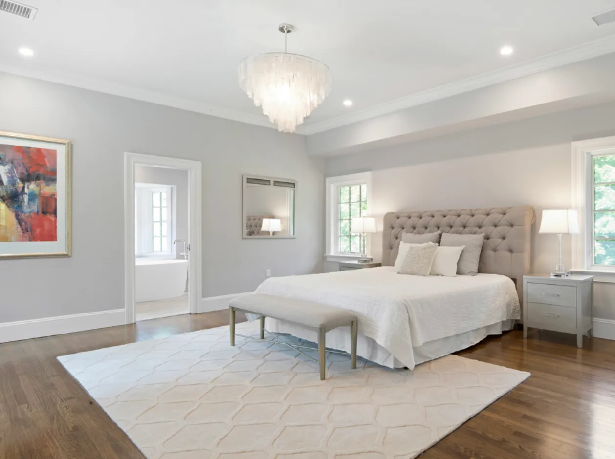 Serene primary bedroom suite, a recent Abrams Builders project in Chestnut Hill